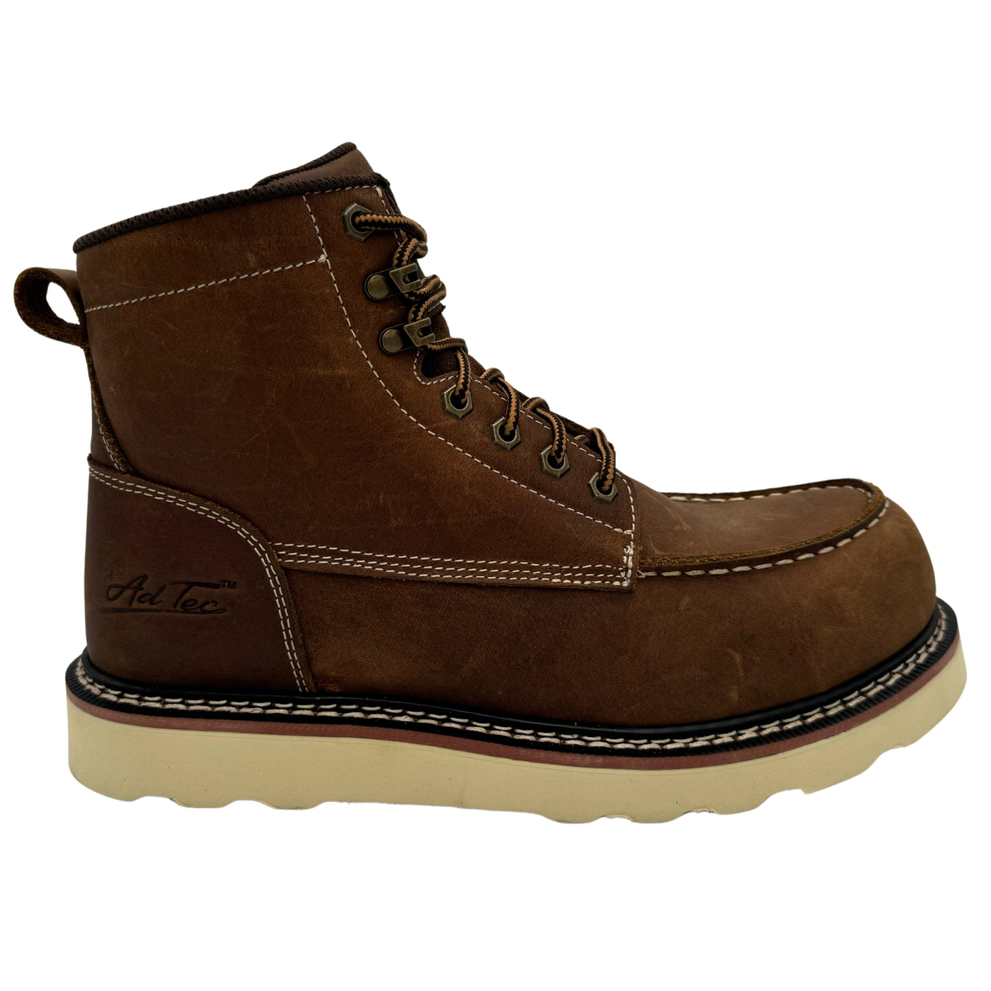 RANCHO: MEN'S 6" MOC TOE: CRAZY HORSE-WHISKEY BROWN-[COMPOSITE SAFETY TOE]- 9256CR